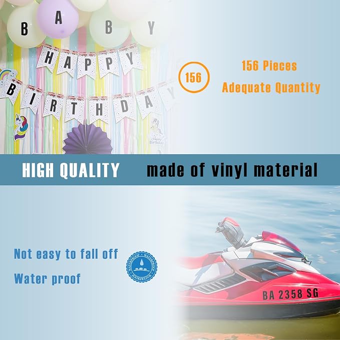 156 Pieces 30 Sheets Extra Large Letter Stickers, Vinyl Mailbox Numbers