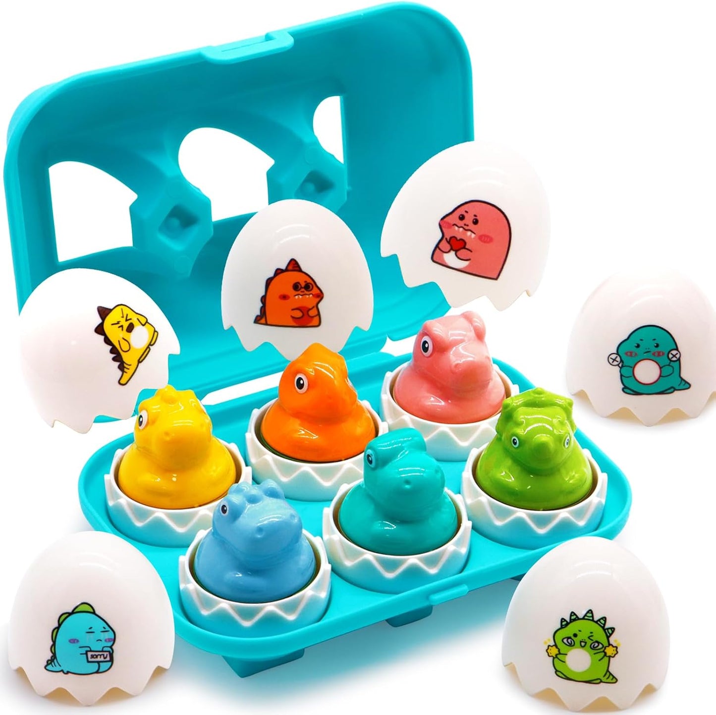 Dinosaur Egg Toys for Toddlers 1-3, Dino Matching Eggs Color Sorting Sensory Educational Learning Fine Motor Skills Shape Sorter Baby Puzzle Travel Game Montessori 1st Birthday Gifts Boy Kid