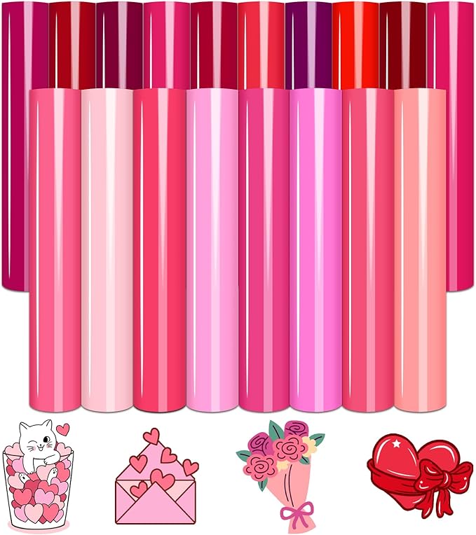 Tintnut Pink Heat Transfer Vinyl, 18 Sheets 12×10in Iron on Vinyl | Romantic
