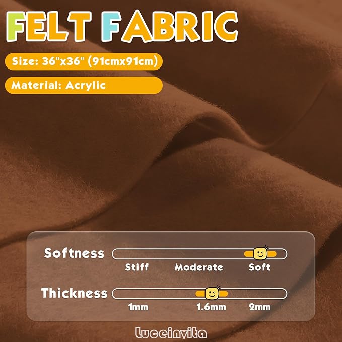 Coca Mocha 36" X 36" Felt Fabric Sheet