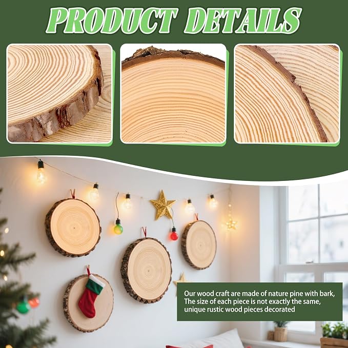 FSWCCK 2 Pack Nature Unfinished Round Wood Slices, 9-11 Inches Wooden Circle