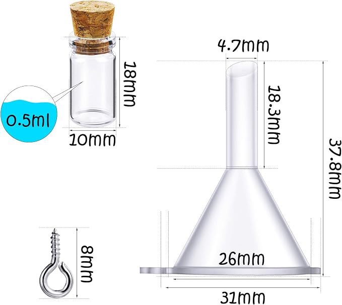 Yungyan 50 Pieces Small Mini Glass Bottles Jars