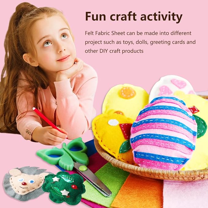 Jtnohx Color Felt, Soft Felt Sheets, 1.4mm Thick 8"x12" Handicraft Felt Fabrics