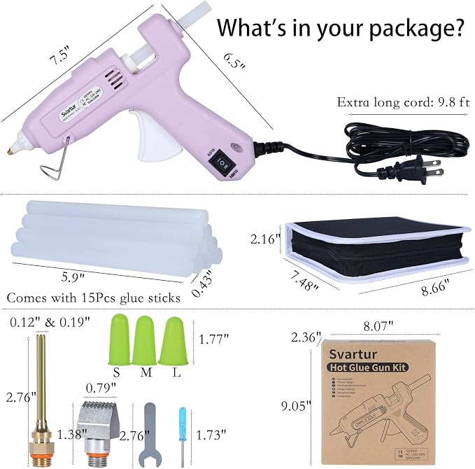 Full Size Hot Glue Gun with 60W/100W/OFF Switch, 9.8ft Extra-long Power Cord