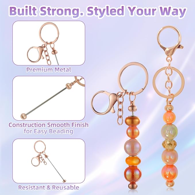 28 Pcs Beadable Keychain Bars