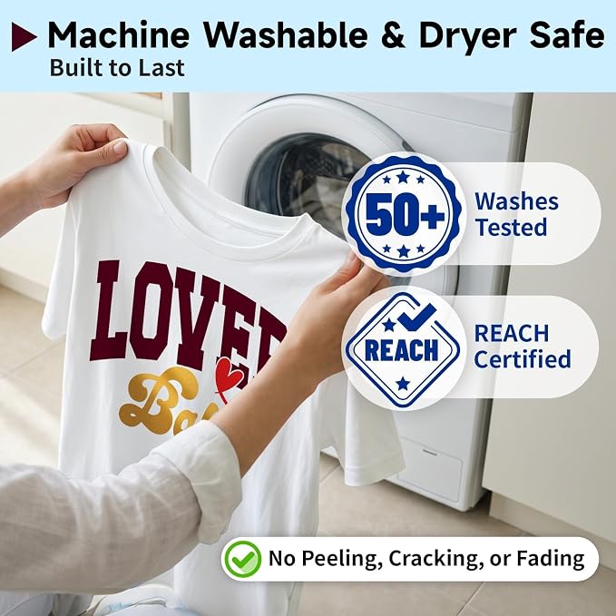TECKWRAP Heat Transfer Vinyl for T-Shirts, 50+ Washes, REACH Certified & Dryer