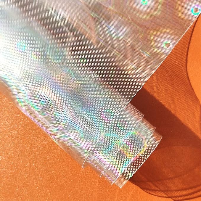 HYANG Transparent Big Pentagon PVC Super Clear Holographic Vinyl Faux Leather