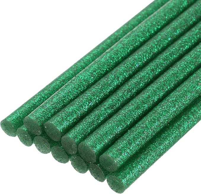 uxcell Mini Hot Glue Sticks for Glue Gun 11mm x 100mm Glitter Green 12pcs