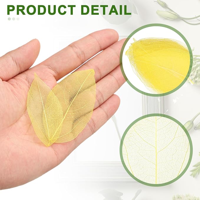 uxcell 100 Pcs Yellow Skeleton Leaves