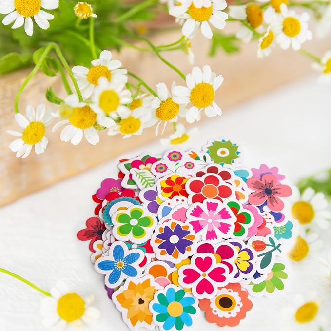 400Pcs Flower Foam Stickers Assorted Spring Summer Colorful Flower Shaped