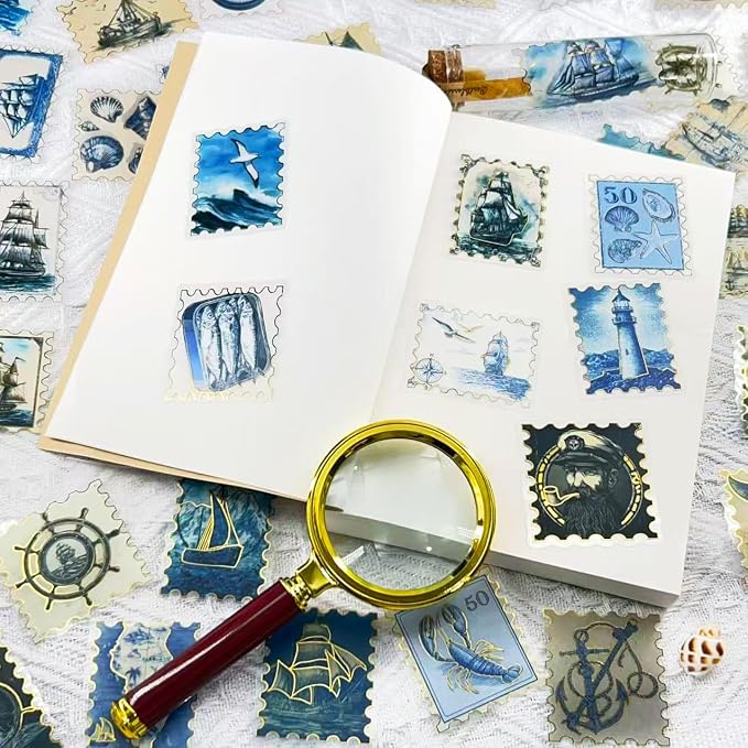 50Pcs Gold Stamps Stickers for Scrapbooking