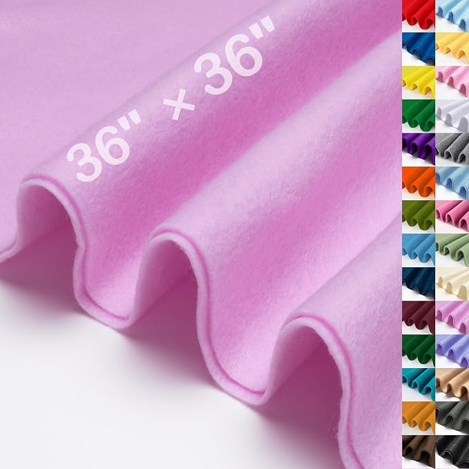 XSEINO Light Purple Large Felt Fabric 36" X 36 ", 1.4 mm Thick Soft Felt Fabric