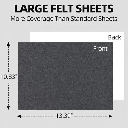 6PCS Large Self Adhesive Felt Sheet, 13.4"x10.8", 2mm Thick Stiff Felt Fabric