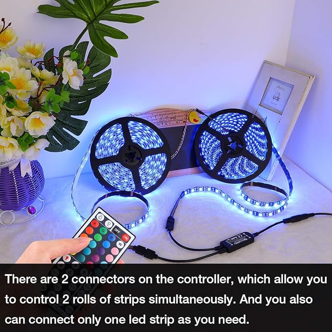 SUPERNIGHT RGB Light Strip Remote Controller, RF Remote of 2-in-1 4 Pin Dimming, Brightness Flash Mode Dimmer for SMD 5050 2835 3528 LED Strip Lights (RF- 2 Ports)