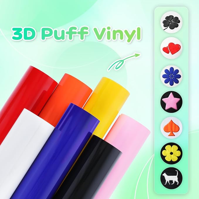 Aoder Yellow Puff Vinyl Heat Transfer: 12" x6ft Yellow HTV 3D Puff Heat