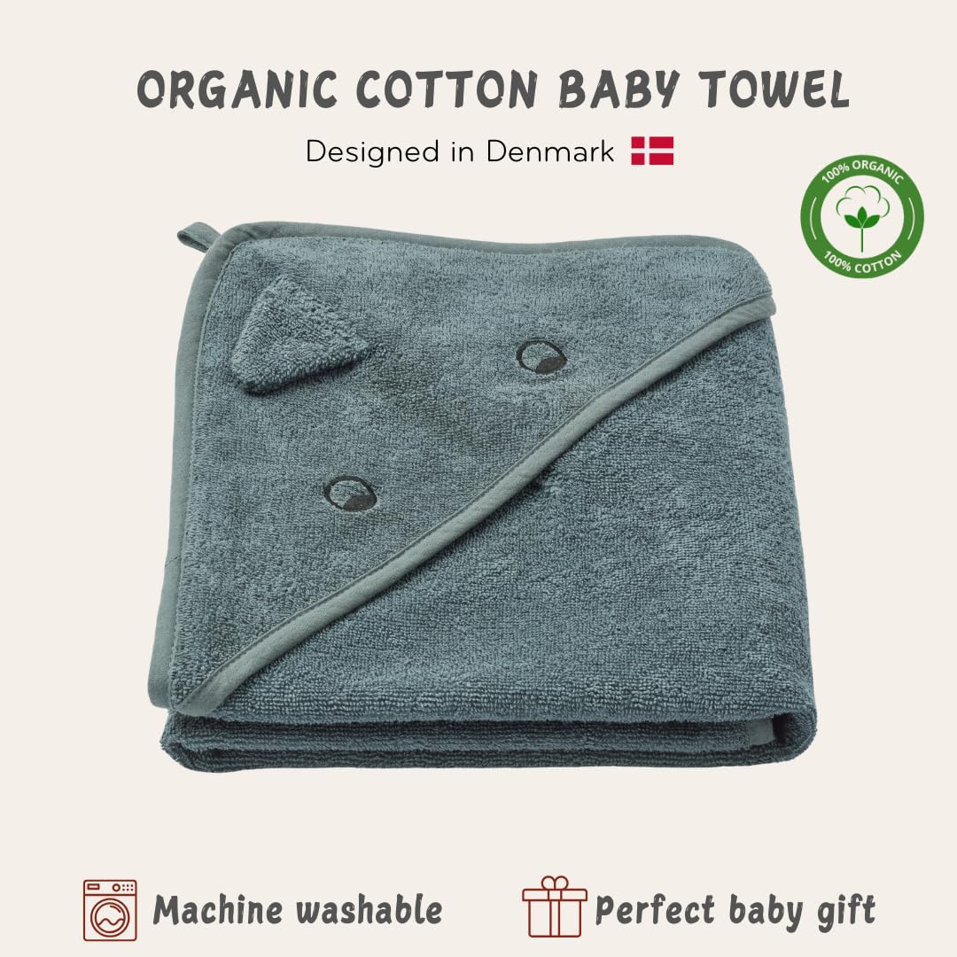 Baby Hooded Towel – Organic Cotton Baby Bath Towels – Baby Towels, Baby Bath Towels for Baby Boy, Baby Girl, Large 32" x 32" Super-Soft and Absorbent Baby Towels for Newborn (Dino - Tradewinds)