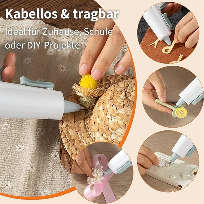 Cordless Hot Glue Gun, Fast Preheat, 2.6Ah Rechargeable Battery, Smart Auto