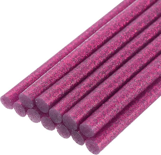 uxcell Mini Hot Glue Sticks for Glue Gun 11mm x 100mm Glitter Rose Red 12pcs