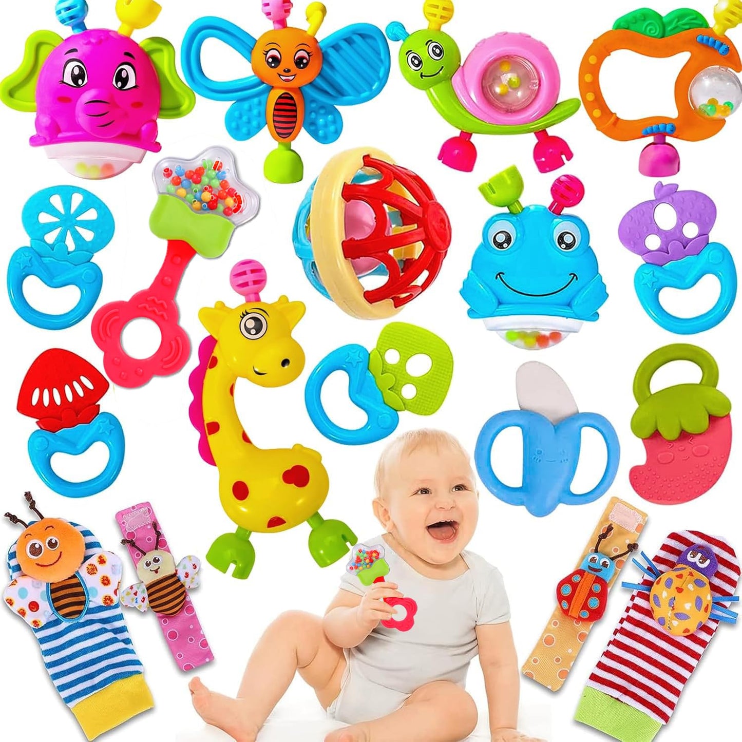 AZEN 18Pcs Baby Toys, Baby Rattle, Newborn Infant Toys