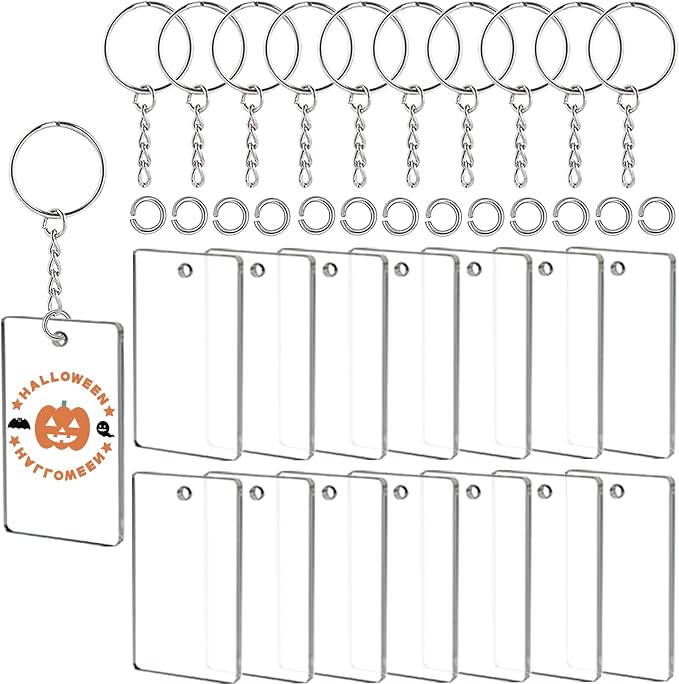 90 Pieces Clear Acrylic Keychain Blanks Rectangle | 2 Inch Plastic Clear