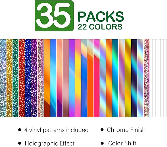 WRAPXPERT Holographic Permanent Vinyl Adhesive 35 Sheets Bundle-24 Vinyl Sheets