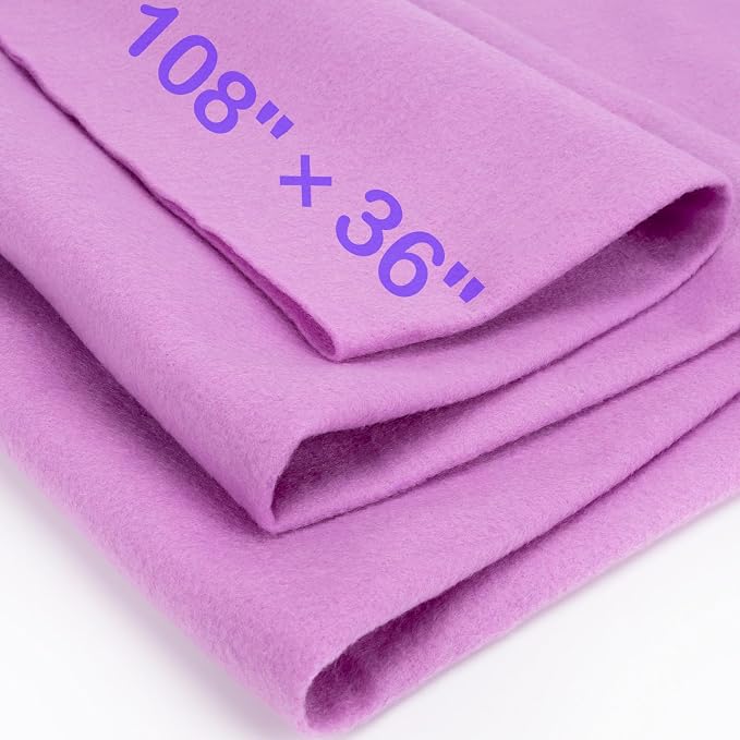 XSEINO Light Purple Large Felt Fabric 108" X 36 ", 1.4 mm Thick Soft Felt