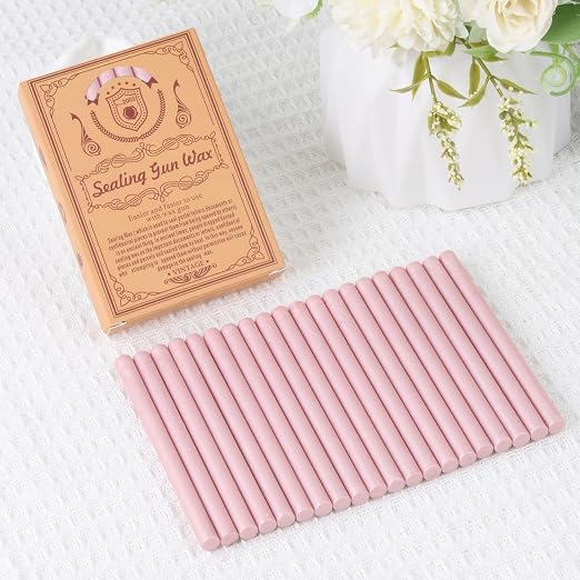 Pearl Pink Sealing Wax Sticks, WASOHLING 20Pcs Glue Gun Wax Seal Sticks