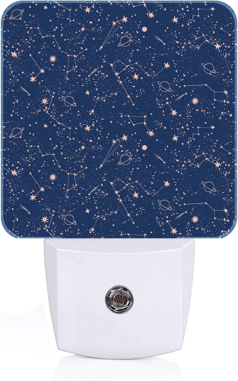Star Map Night Light,Plug Into Wall for Boys Girls Bedroom Decorative Square Night Light Lamp 0.5w Sleep Friendly
