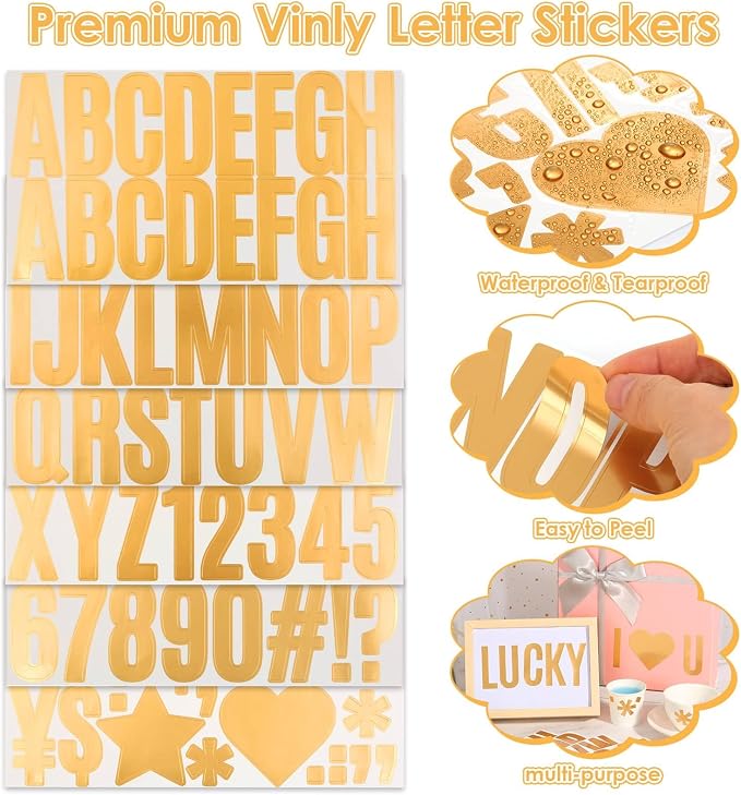 Gold Letter Stickers 2.5”, Bulletin Board, Scrapbooking, Classroom Décor