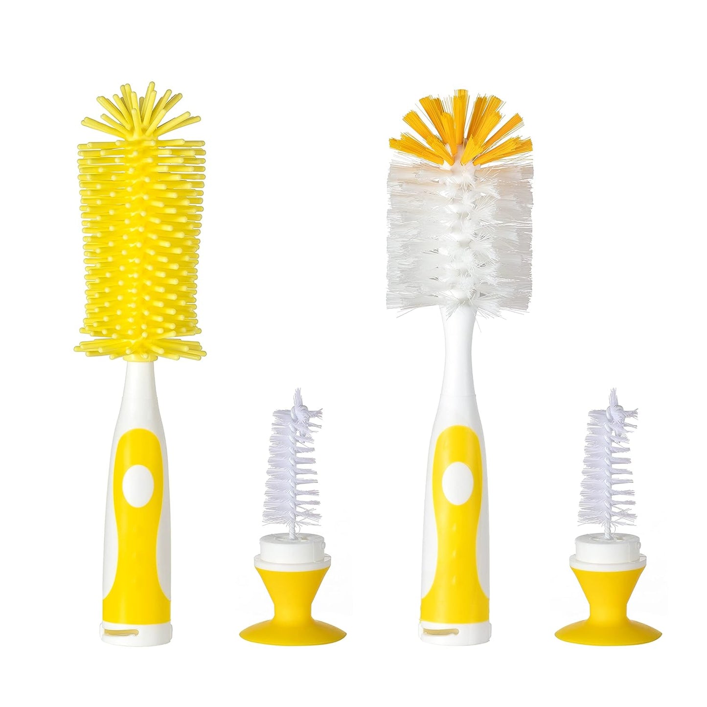 Chemimoso Multifunctional Cleaning Brush, Baby Bottle Brush, Bottle Brush Cleaner, Rotate The Suction Cup to Obtain The Small Bristle Brushes, Set Z, Yellow, Silicone and Nylon Brush