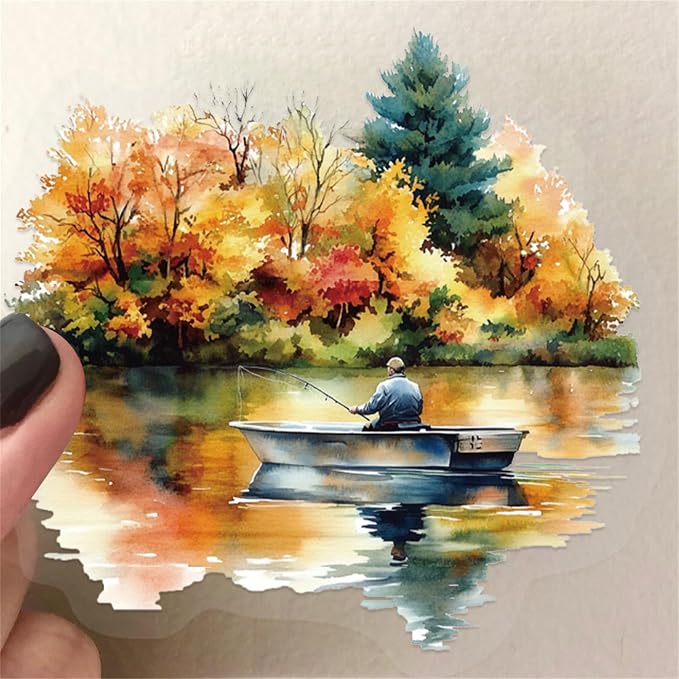 50 Cartoon Outdoor Fishing Stickers, Suitable