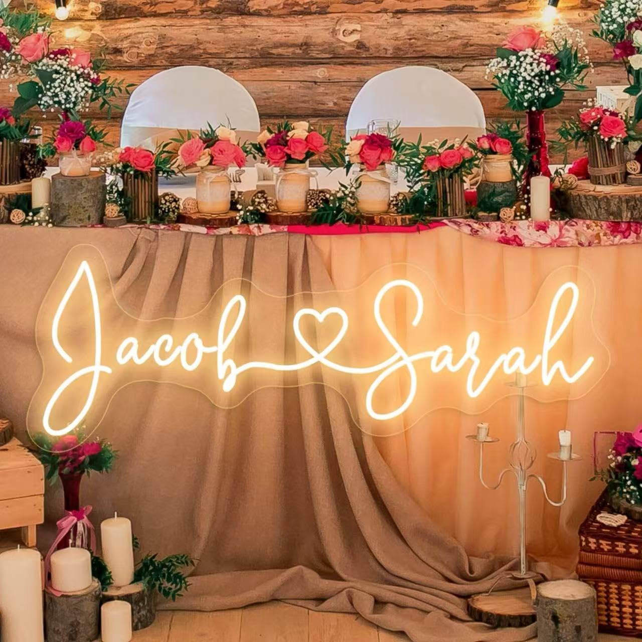 Custom Neon Sign, Neon Sign Customizable Large LED Wedding Neon Name, Custom Light Signage Personalized for Wedding Anniversary, Light Up Sign for Christmas Party Gift