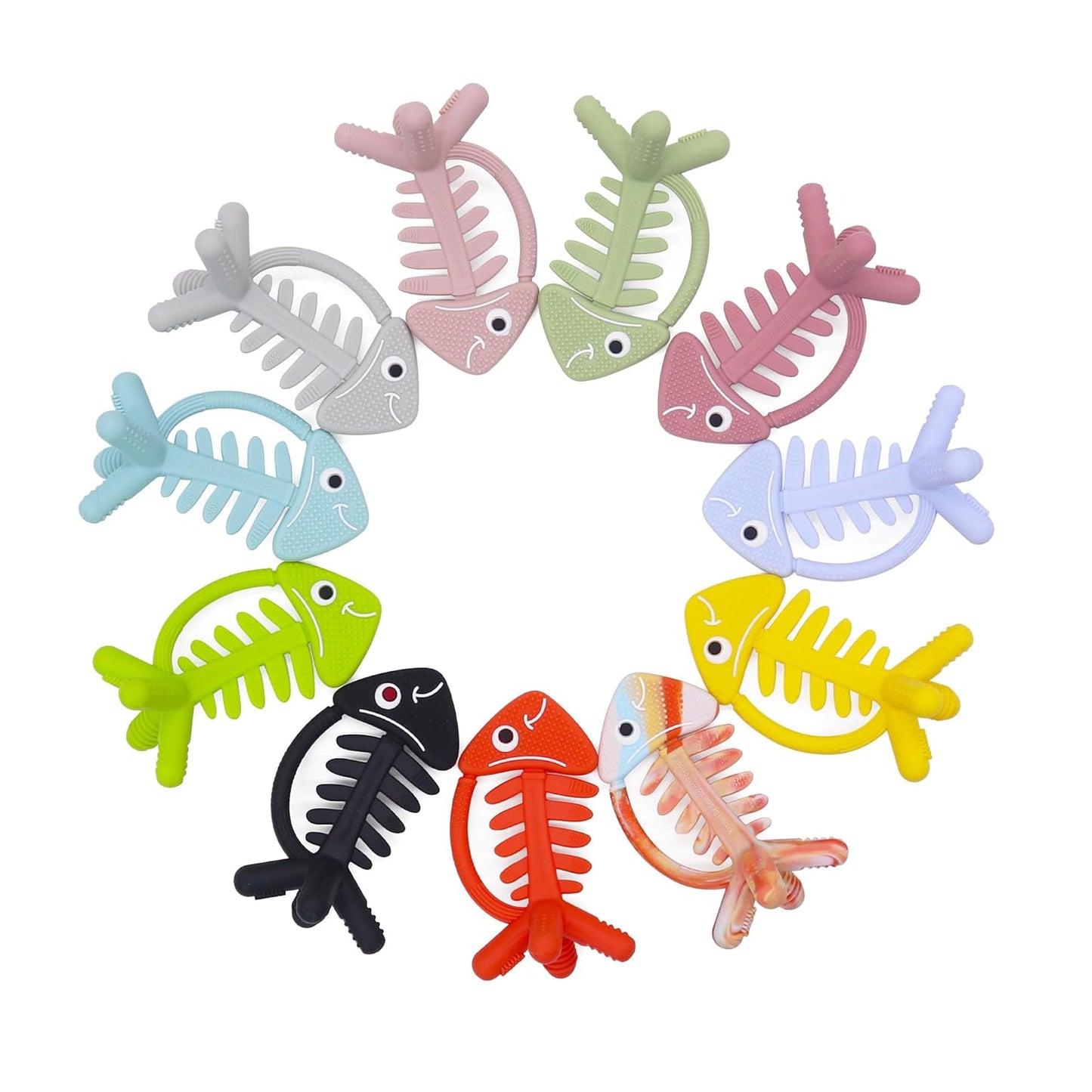 3in1 Infant Toys, Baby Teething Toys 0-3-6-12 Months, Teethers for Babies 3-6 6-12 Months for Teething Relief, Gift, Silicone,Sensory,Baby Toys 0-6 Months,USA Patent Pending,Fish Baby Blue