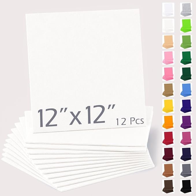 12" x 12" Felt Sheets for Crafts, 2mm Stiff Felt Fabric, Ivory | 2mm Thick