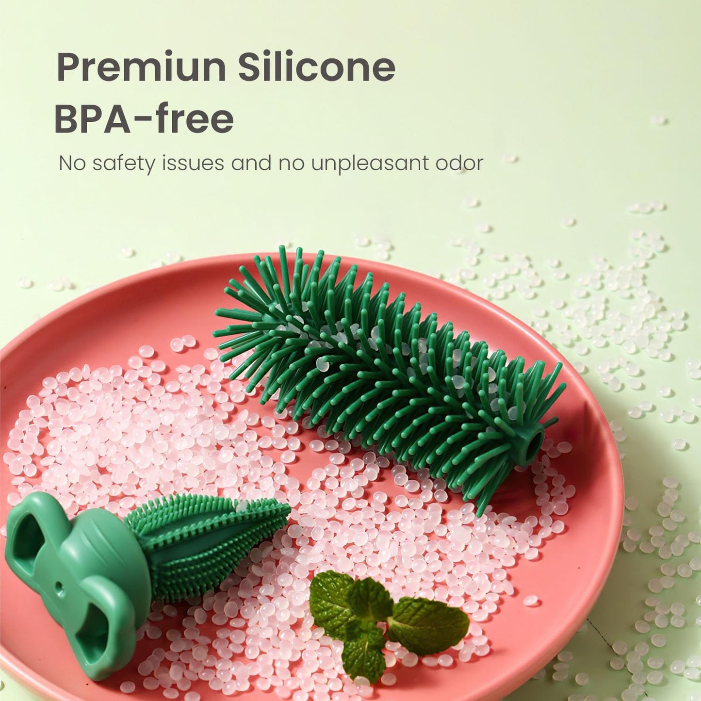 5-in-1 Baby Bottle Brush Set, Bottle Brush for Baby, Baby Bottle Scrubber, Including Silicone & Nylon Bottle Brush, Bottle Cap Brush, Straw Brush, Nipple Brush, BPA-Free (Green)