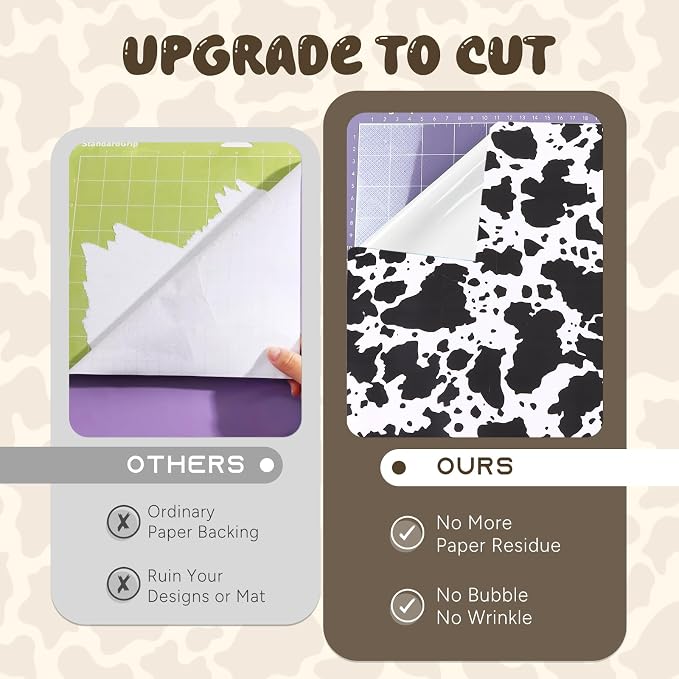 Tintnut Cow Spots Permanent Vinyl Roll 12in x 5ft Cowhide Adhesive Vinyl |