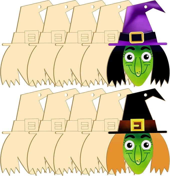 Large Size 7" Halloween Witch Crafts Wooden Halloween Wooden Crafts Slices