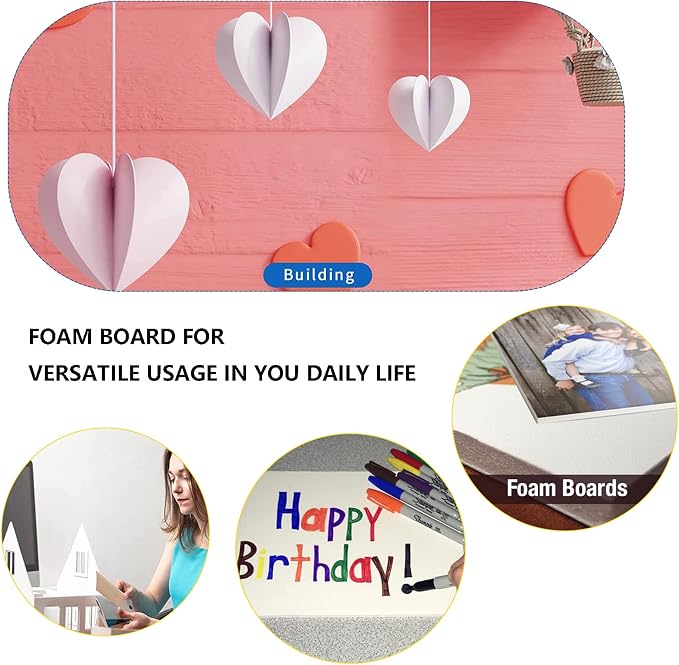 15 Pack White Foam Board for Projects, 12 x 16.5Inch Foam Core Baking Board Mat