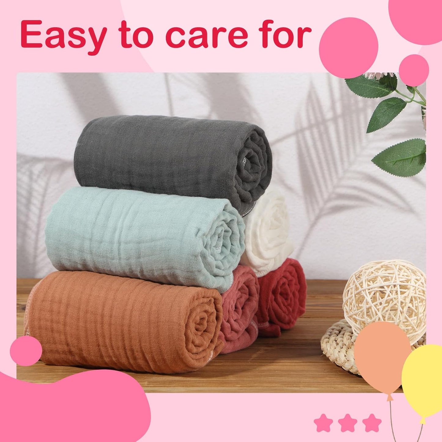 Peryiter 6 Pcs Muslin Hooded Baby Towels, 32"x 32" Cotton Newborn Bath Towel Muslin Infant Baby Blankets Absorbent Unisex Newborn Registry Gift Essentials for Girls Boys (Red)