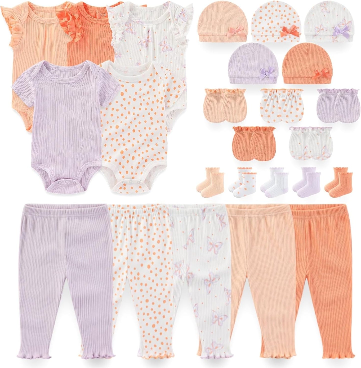 Newborn Baby Layette Essentials Giftset Clothing Set Short-Sleeve Bodysuit and Long Pants