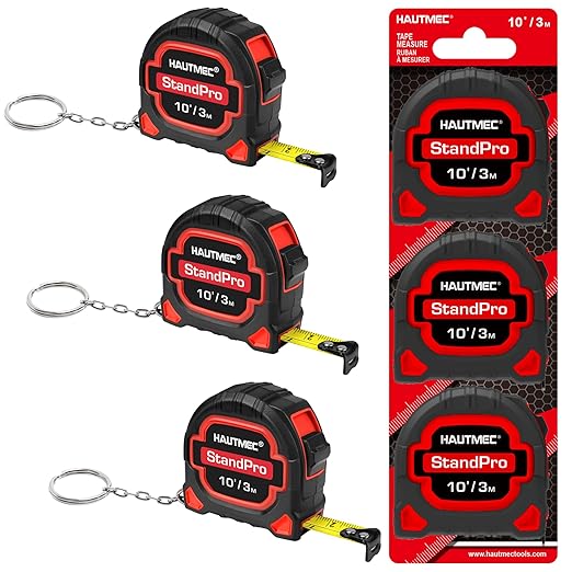 HAUTMEC 3pc Small Mini Tape Measure 10ft, Keychain Measuring, Metric and