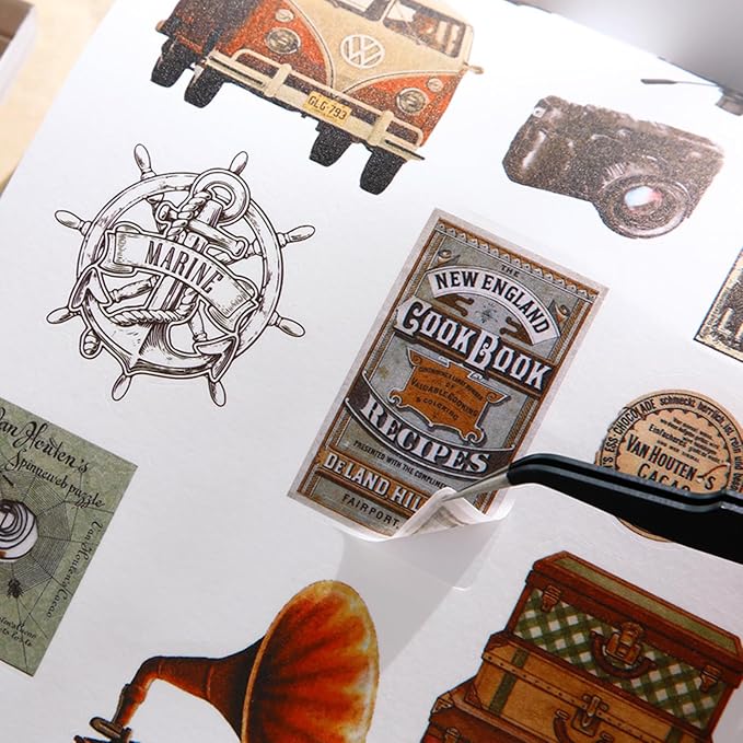Vintage Aesthetic Stickers, 50 Sheets Washi Sticker Book