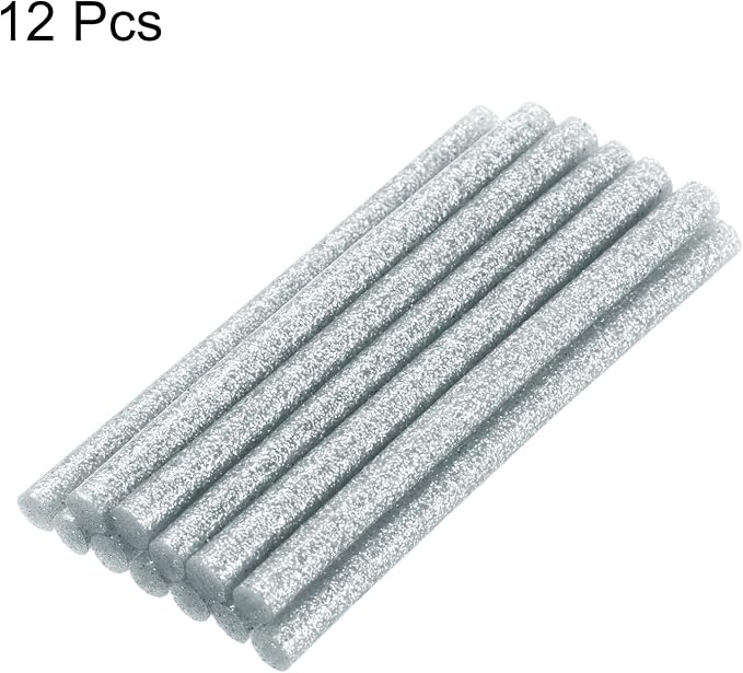 uxcell Mini Hot Glue Sticks for Glue Gun 11mm x 100mm Glitter Silver 12pcs