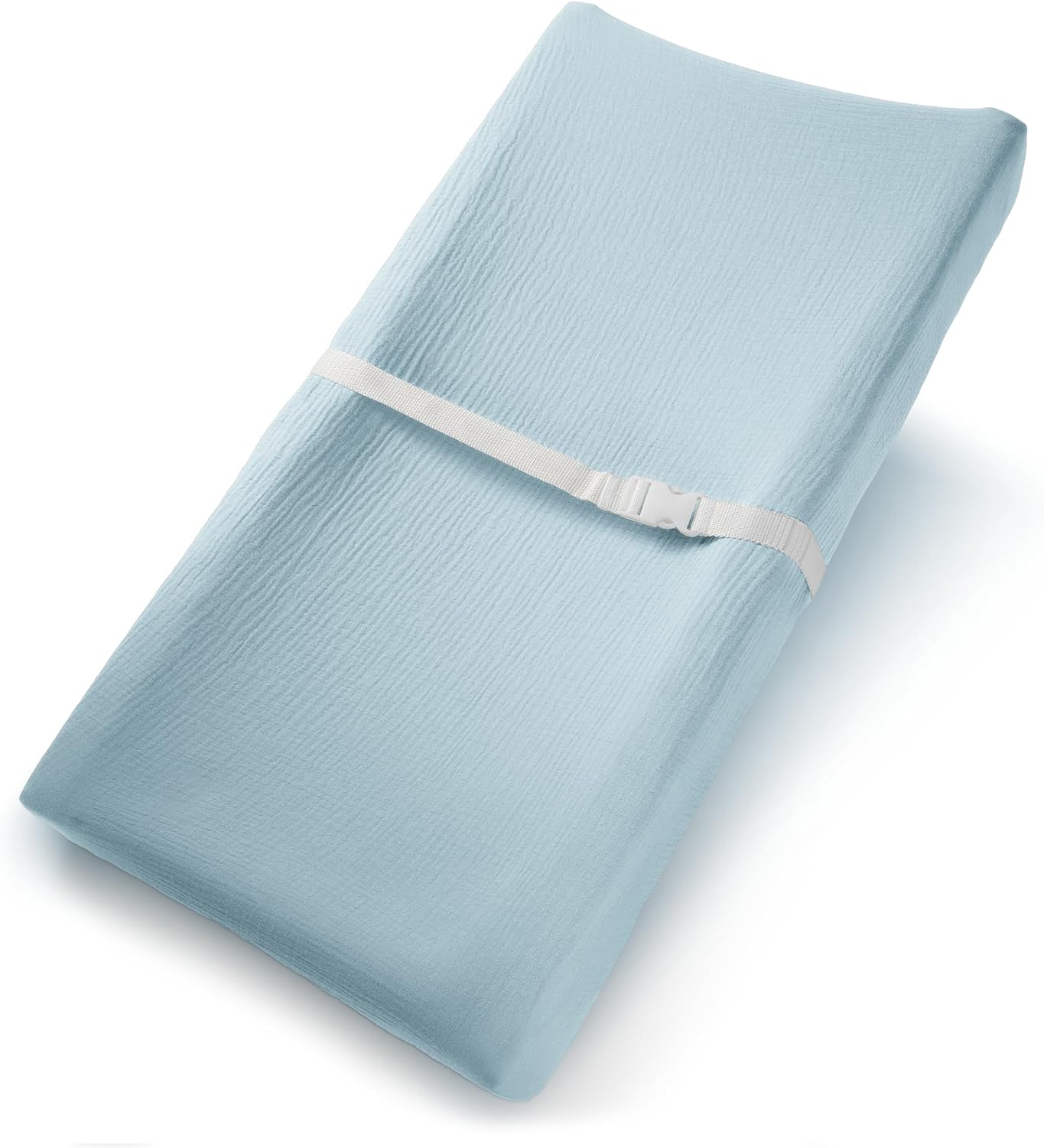 Comfy Cubs Muslin Fitted Changing Pad Cover - Soft, Breathable & Washable 100% Cotton Fitted Sheet for Baby's Comfort - Universal Fit for Flat & Curved Baby Changer Pad - Sky Blue