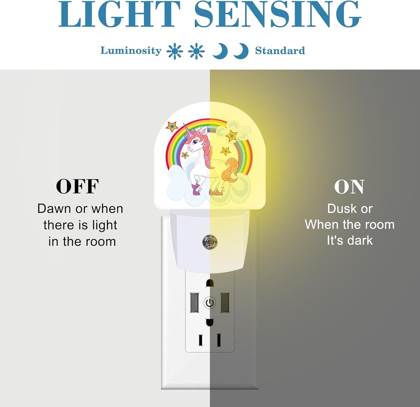 Cartoon Cute Rainbow Horse Night Light for Kids, LED Night Light Plug into Wall with Dusk to Dawn Sensor for Girls Boys Women Men Room Decor, Hallway, Kitchen, Bathroom, Nursery, Stairs