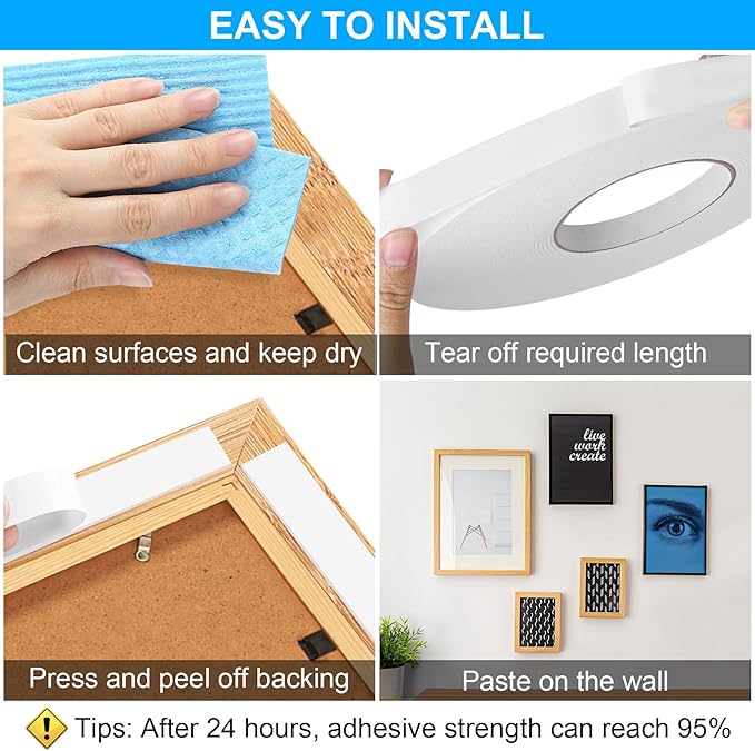 Double Sided Foam Tape 1.18In x 33FT 2 Pack, Mounting Tape Heavy Duty, Strong