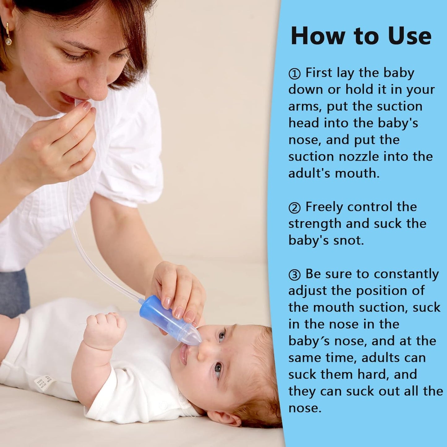 Nasal Aspirator & No Need Hygiene Filter,Reusable Nose Cleaner with Storage Case and Cleaning Brush, Soft Silicone Tips& Increased Suction Version, Easy to Use and Clean