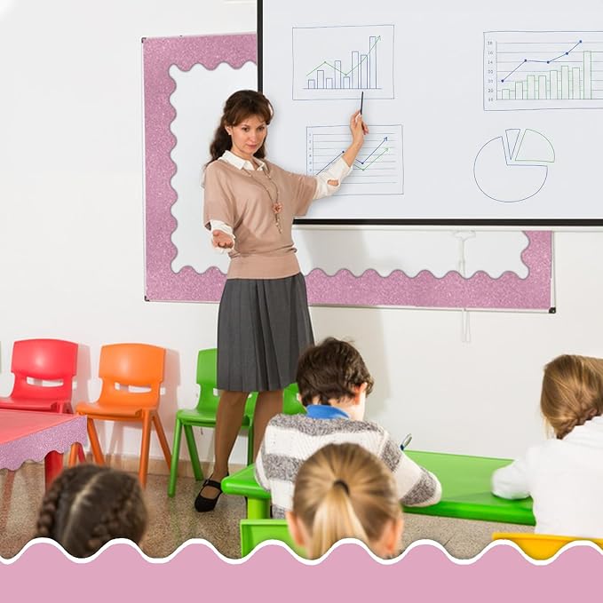 70Ft Shine Bulletin Board Borders，Scalloped Poster Boards Decorations Trim