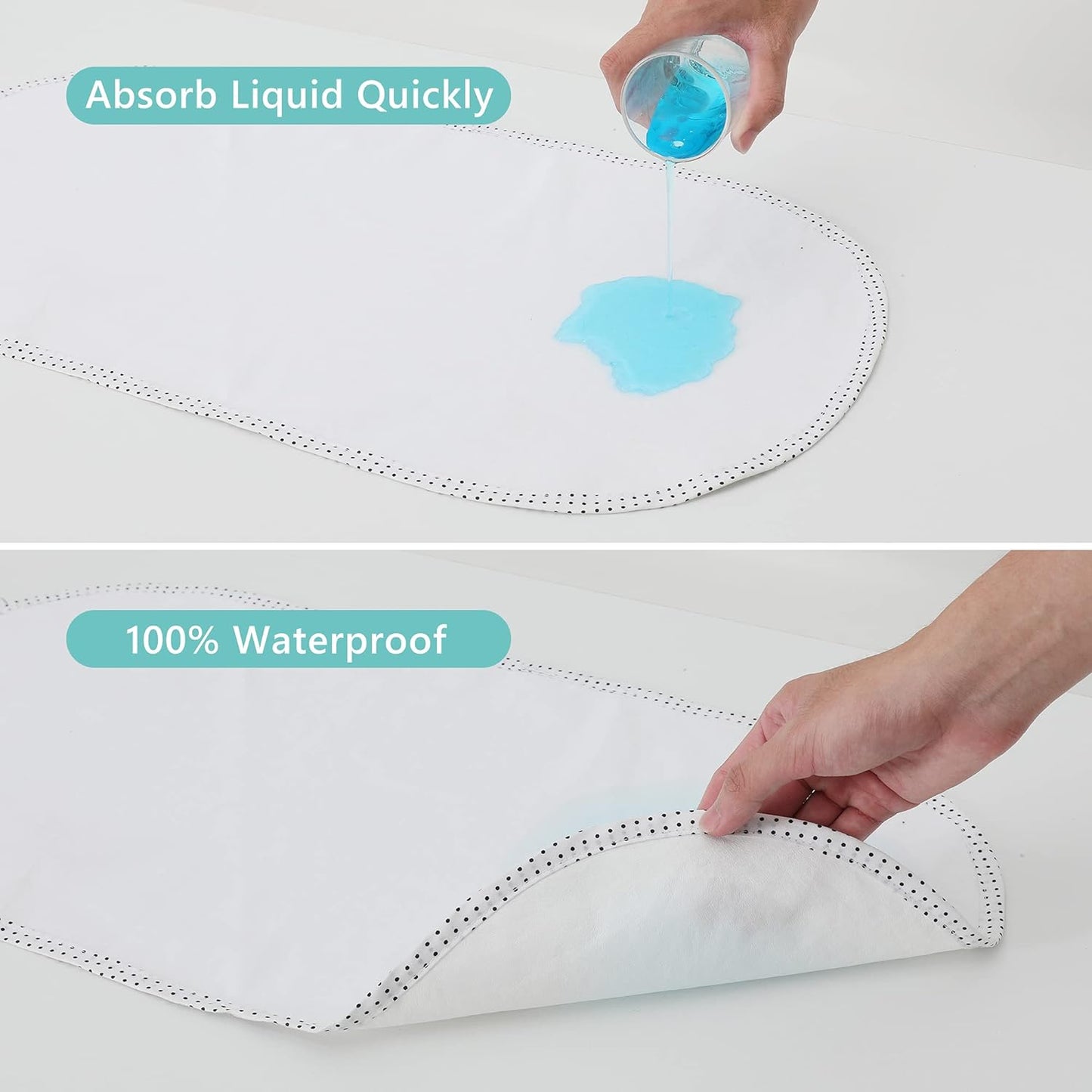 TILLYOU Waterproof Changing Pad Liners 6 Pack, 100% Cotton Reusable Cloth Diaper Liners, White