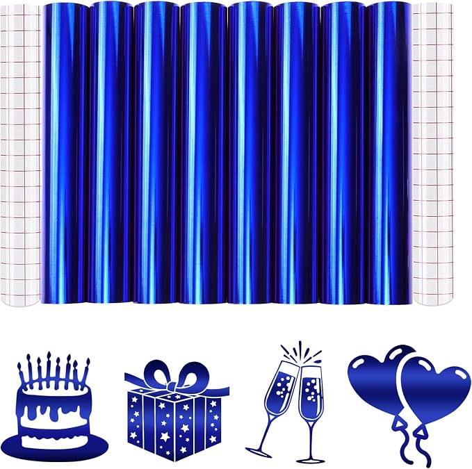 Tintnut Holographic Permanent Vinyl 8 Pcs 12x12in Royal Blue Adhesive Vinyl |